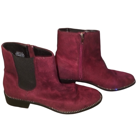 Bebe Midolo Wine Colored Chelsea Booties Size 10 - Picture 2 of 6
